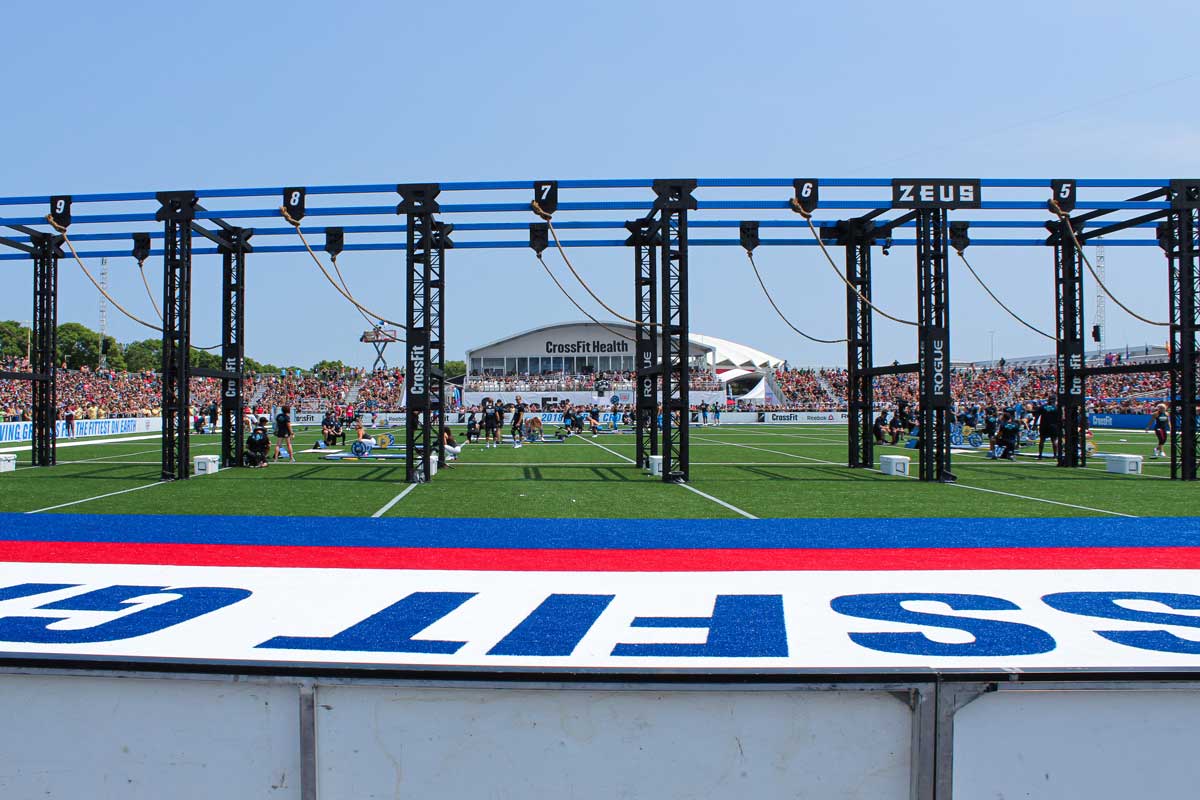 CrossFit Games Signage 7 Football field adapted with hardware for Cross Fit Games.