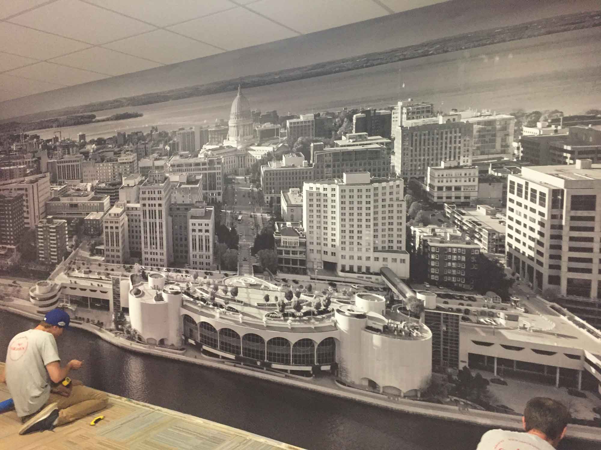 Portfolio Menu 19 Camp Randall history wall installation.