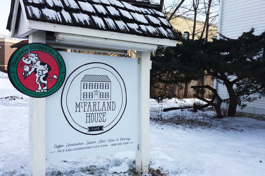 McFarland House Cafe's front signage.