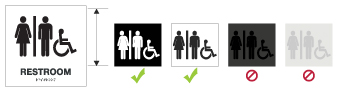 ADA Signs, Architectural and Building Signage 2 4 examples, displayed horizontally, of how to properly display ADA pictographs on signage.