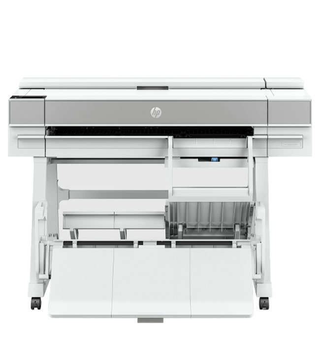 Front facing view of HP printer.