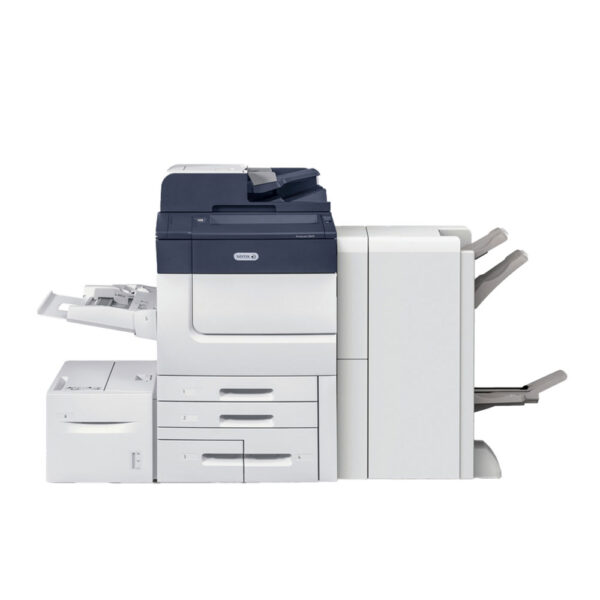 Xerox® PrimeLink® C9065/C9070 Series Printer with advanced touchscreen interface and multi-tray paper handling system.