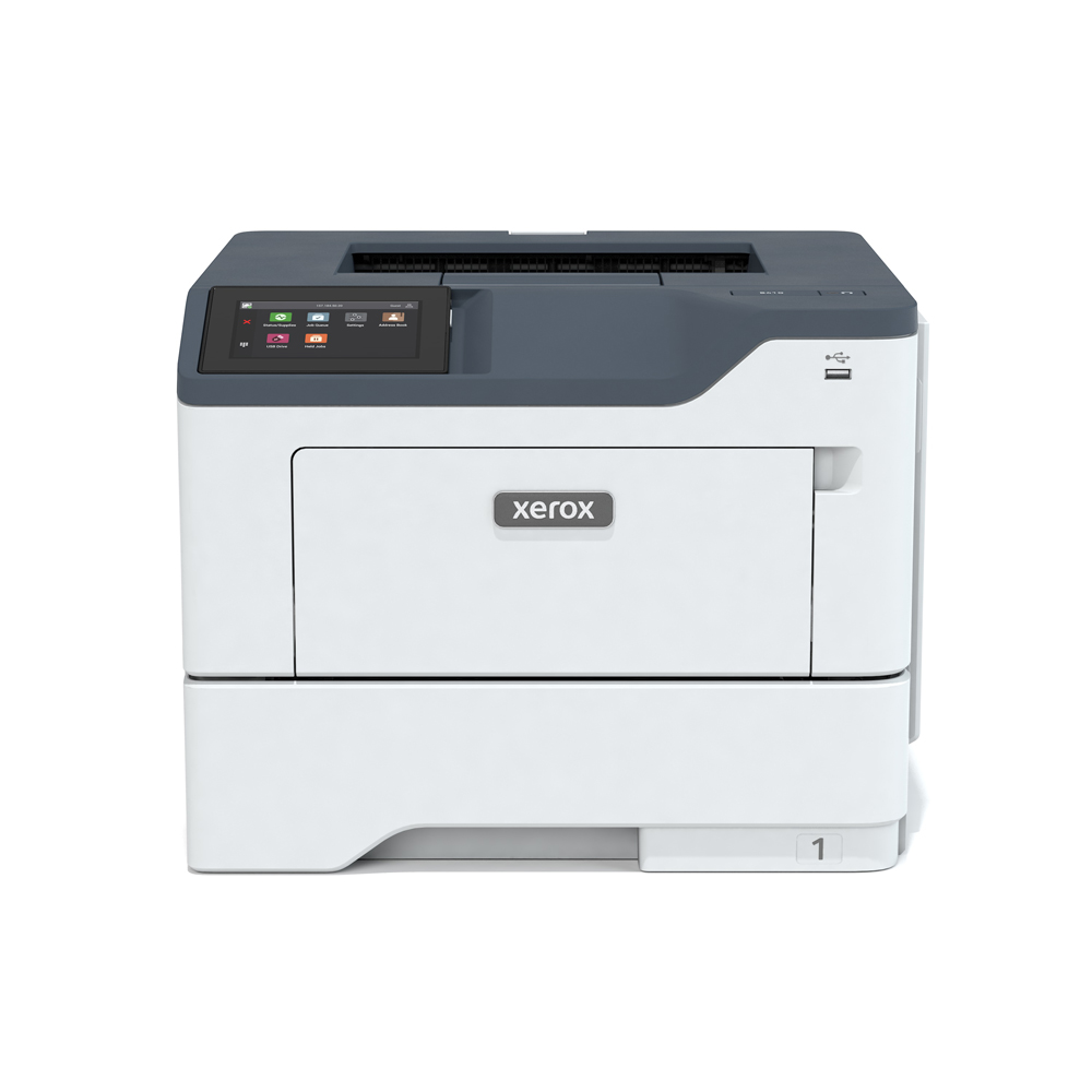 Xerox® B410 B&W Printer 2 Xerox® B410 BW Printer front view highlighting compact desktop design with touchscreen control panel, ideal for fast, high-volume black-and-white printing.