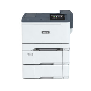 Xerox® C410 Printer front facing view with user interface panel and three high-capacity paper drawers.