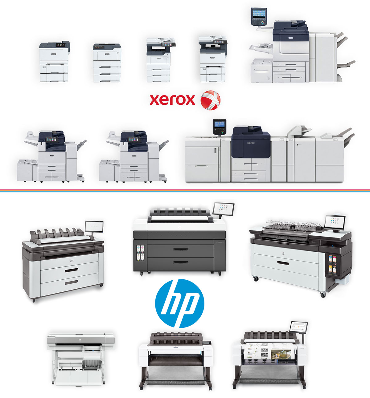 Section 179 - Maximize Your Deductions 4 HP and Xerox Printer Lineup Collage