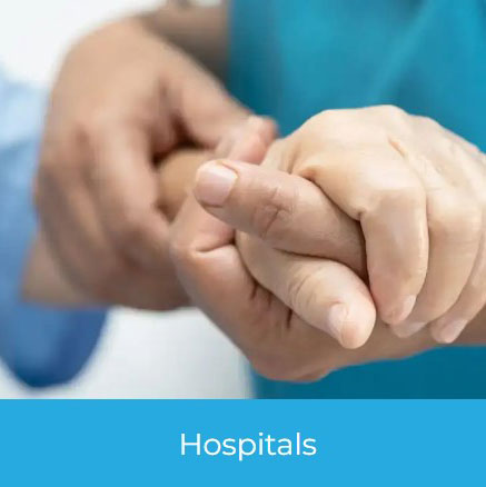Promotional Products Launch 12 Two hands holding in a hospital.