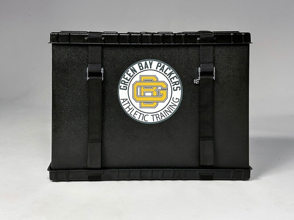 Thuli Tables Case featuring Green Bay Packers Athletic Training logo with yellow and green detailing.